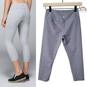 Lululemon Wunder Under Crop Heathered Medium Grey Leggings